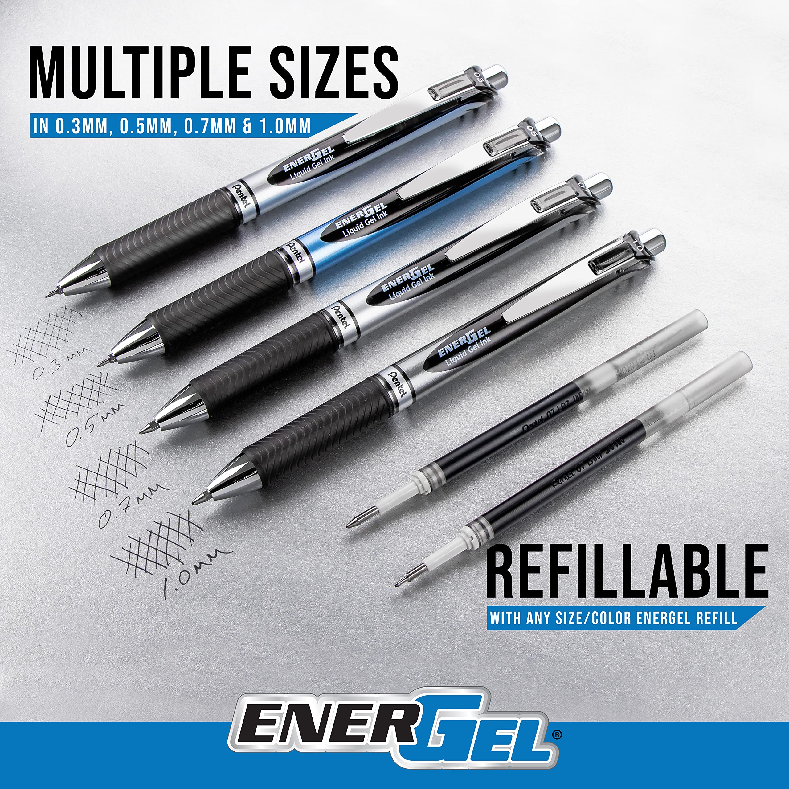 pentel-energel-rtx-bl77-lot-de-8-rollers-gel-r-tractables-encres-assorties-point image 5