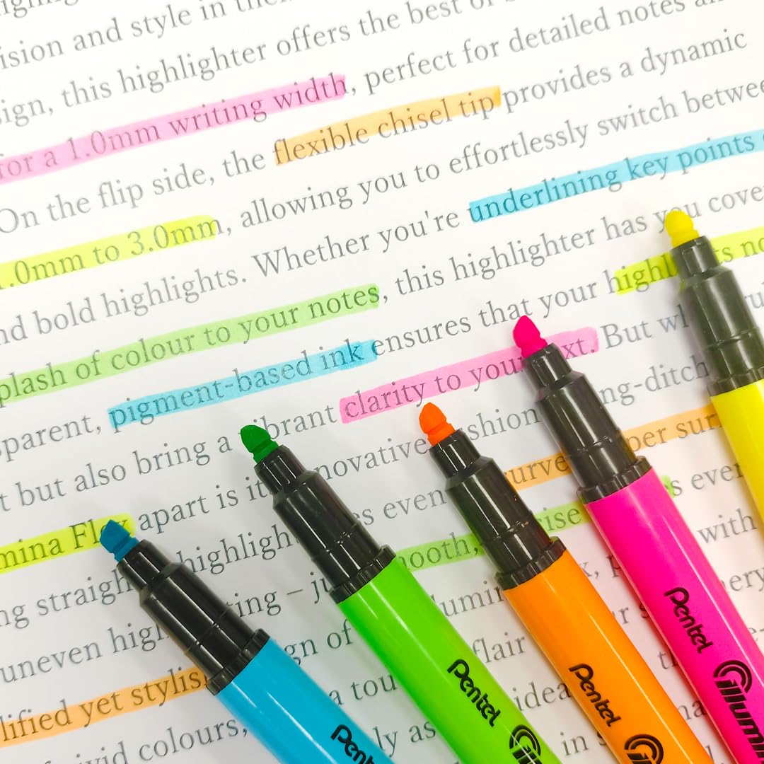 pentel-twin-checker-slw8-lot-de-12-surligneurs-bi-pointe-jaune-et-bleu-encre-flu image 7