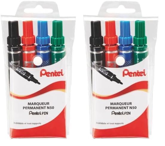 pentel-pen-n50-pochette-de-4-marqueurs-permanents-pointe-moyenne-4-couleurs image 2