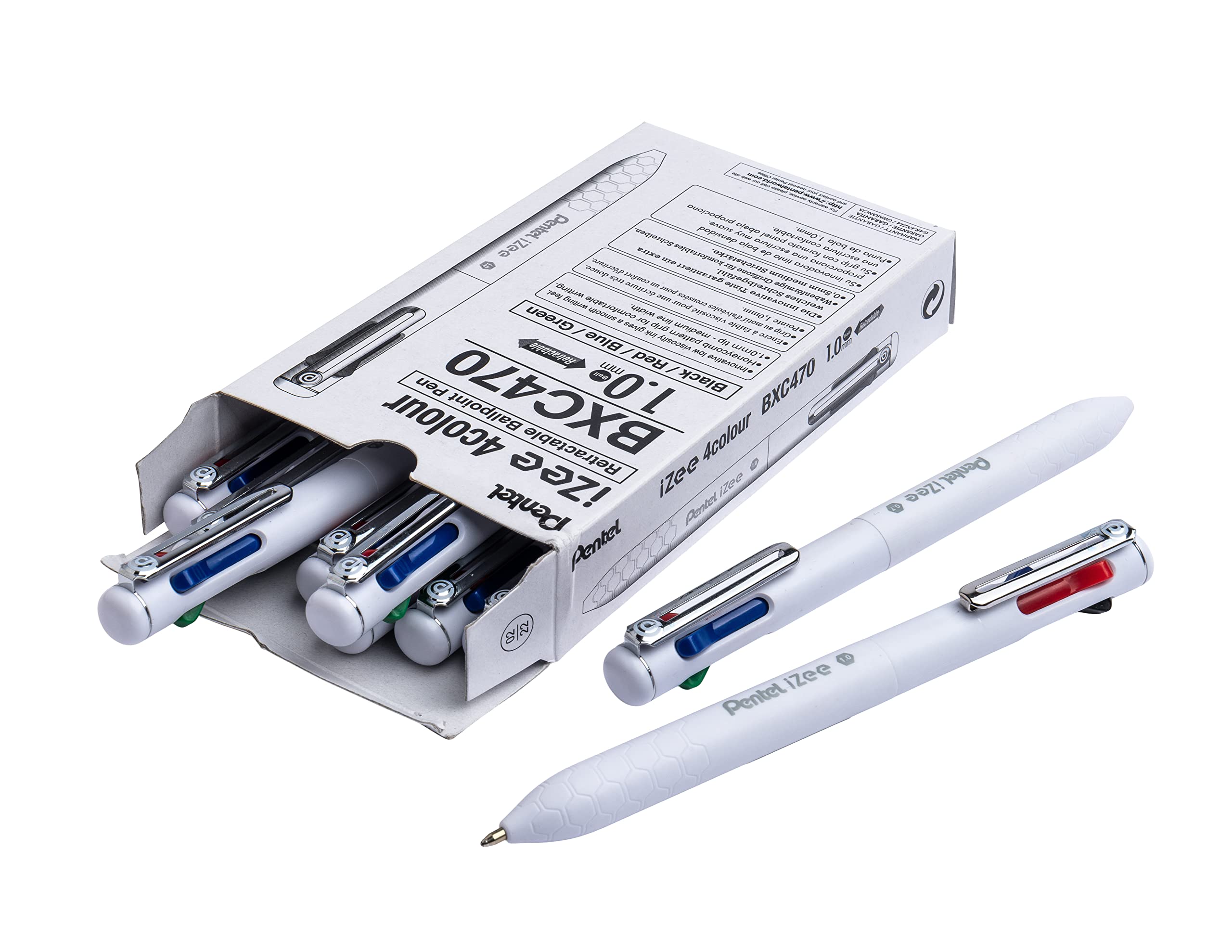 pentel-izee-bxc470-dc-lot-de-12-stylos-bille-4-couleurs-encre-faible-viscosit-po image 6