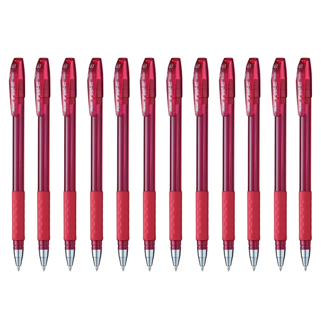 pentel-i-feel-it-bx487-lot-de-12-stylos-bille-0-7-mm-rouge-encre-faible-viscosit image 1