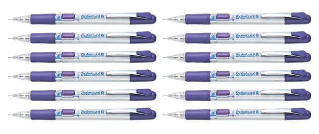 pentel-techniclick-pd307t-v-lot-de-12-porte-mines-0-7-mm-violets-bouton-lat-ral image 1