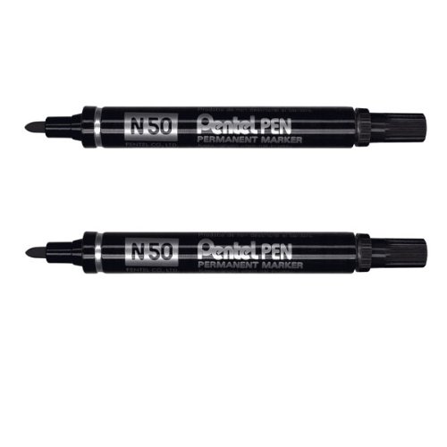 pentel-n50-marqueur-permanent-pointe-conique-4-3-mm-noir-lot-de-2 image 2
