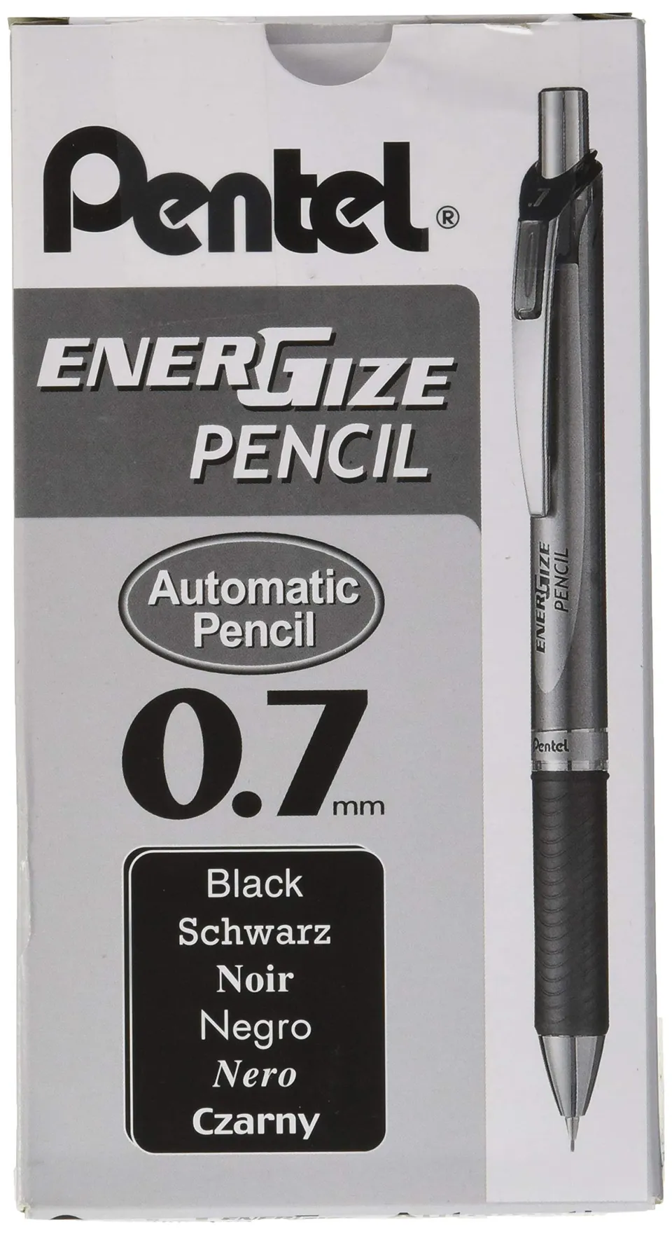 pentel-pl77-a-porte-mine-0-7-mm-aluminium-noir-lot-de-12 image 1