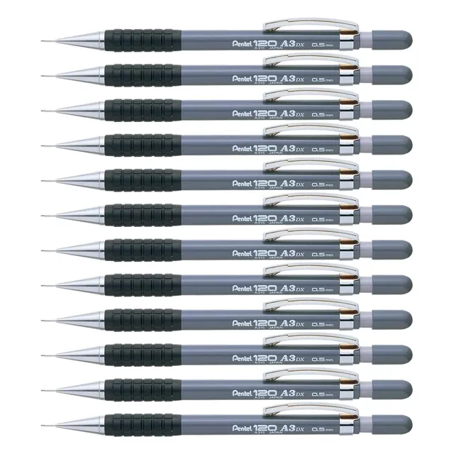 pentel-hi-graph-porte-mines-0-5-mm-canon-fixe-4-mm-gris-lot-de-12 image 1
