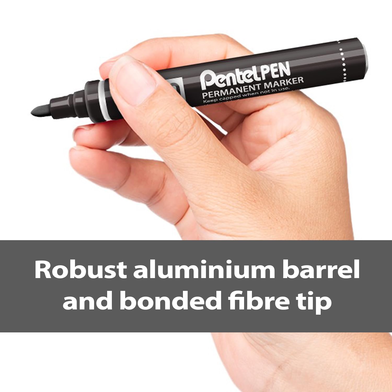 pentel-pen-n50-marqueur-permanent-pointe-conique-4-3-mm-noir-lot-de-12 image 2