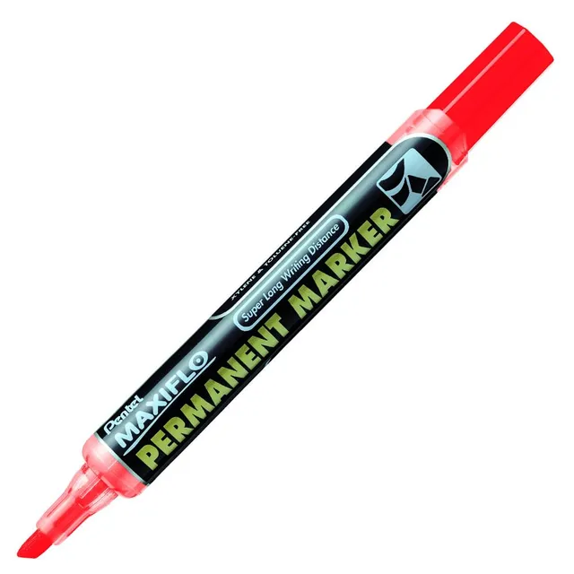 pentel-maxiflo-nlf60-bo-marqueur-permanent-bouton-poussoir-pointe-biseaut-e-roug image 1