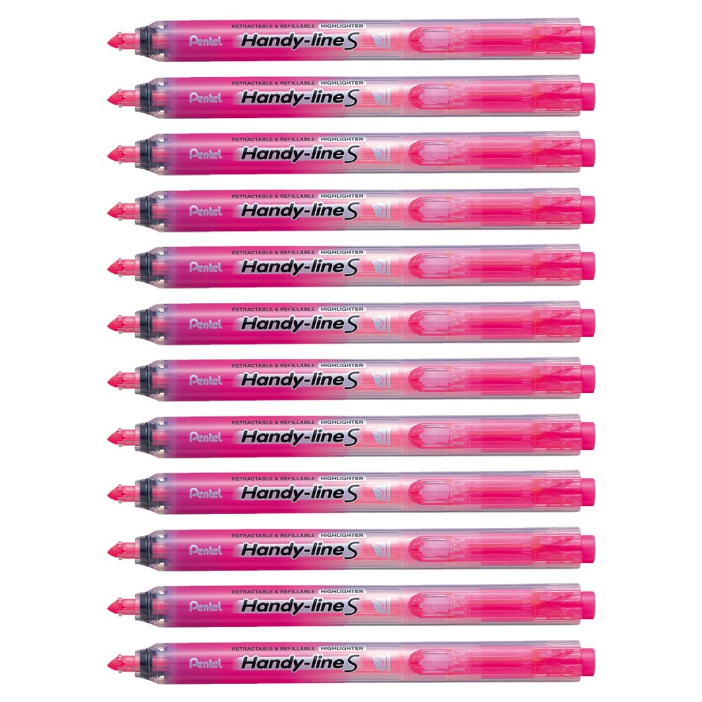 pentel-sxs15-handy-line-s-lot-de-12-surligneurs-r-tractables-roses-rechargeables image 1