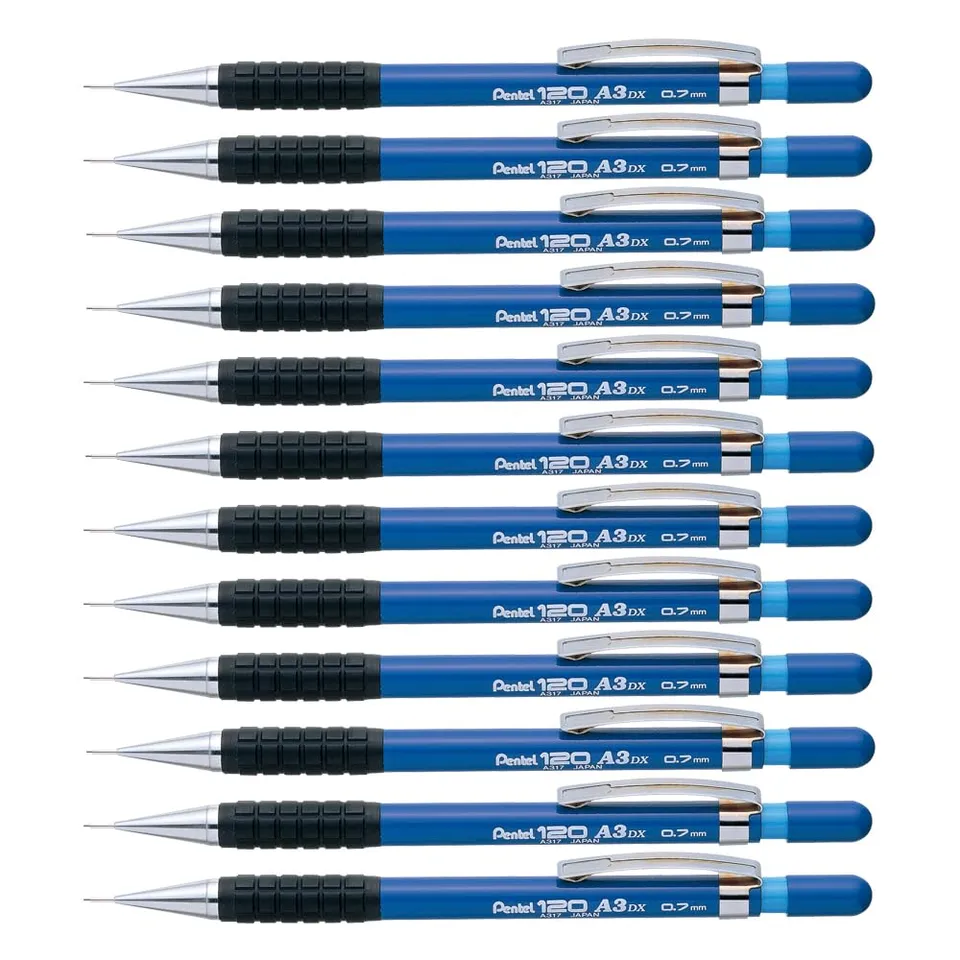 pentel-hi-graph-lot-de-12-porte-mines-0-7-mm-canon-4-mm-bleu image 1
