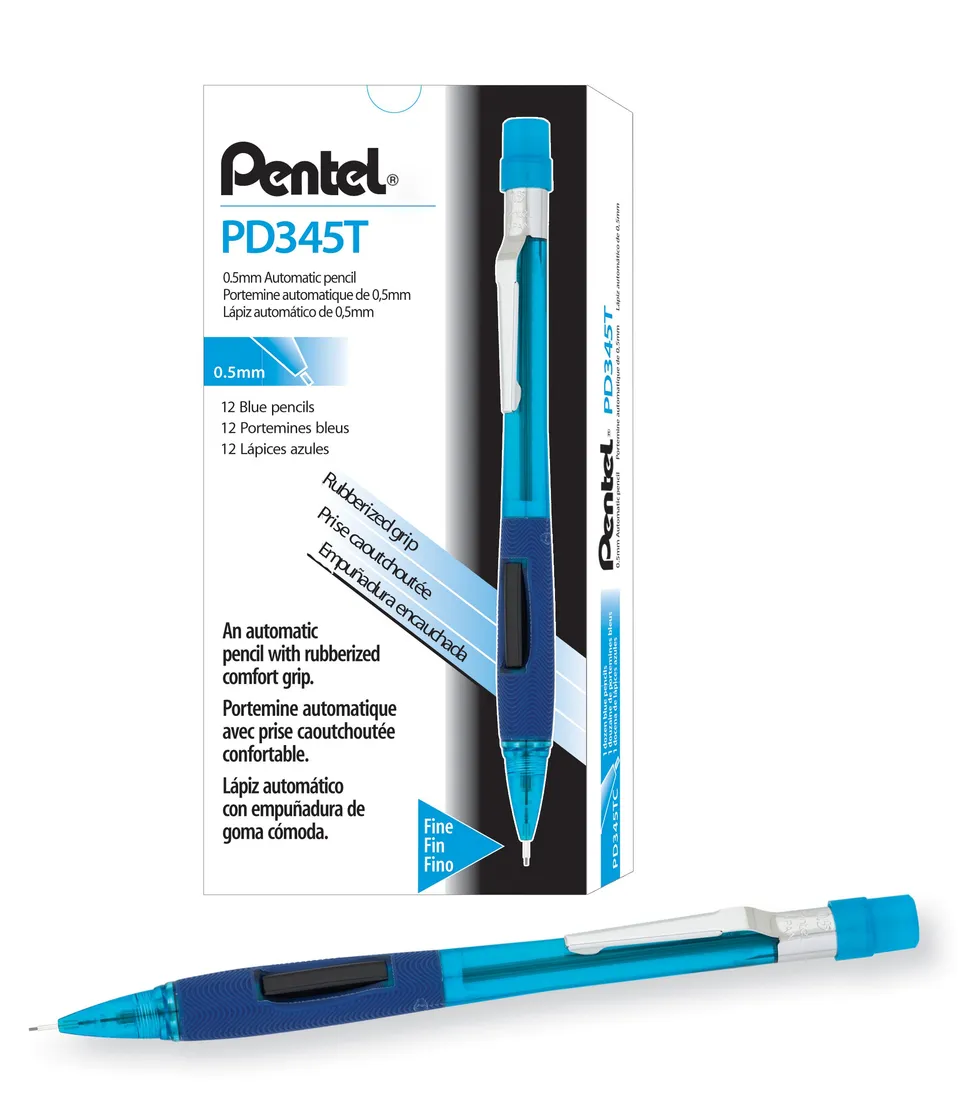 pentel-pd345t-graph-lot-de-12-porte-mines-0-5-mm-canon-fixe-4-mm-noir image 1