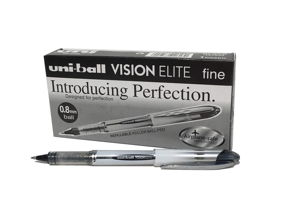 uni-ball-vision-elite-roller-encre-liquide-0-8-mm-noir-lot-de-12 image 1