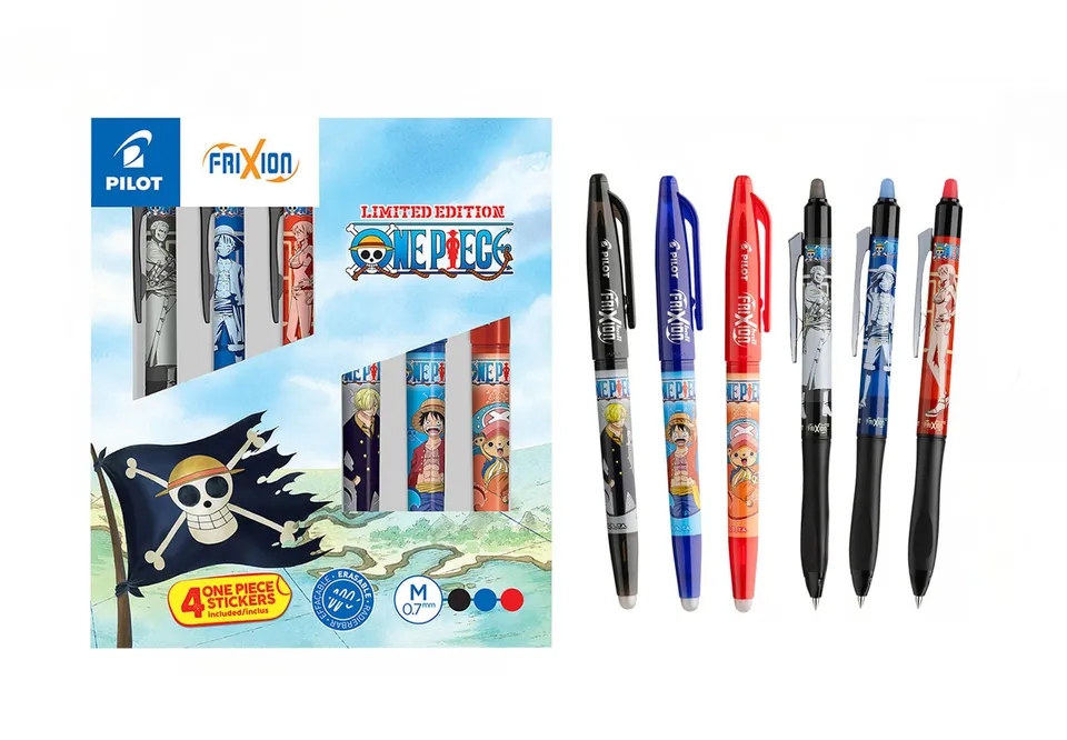 pilot-frixion-x-one-piece-coffret-collector-6-rollers-effa-ables-0-7-mm-4-sticke image 1