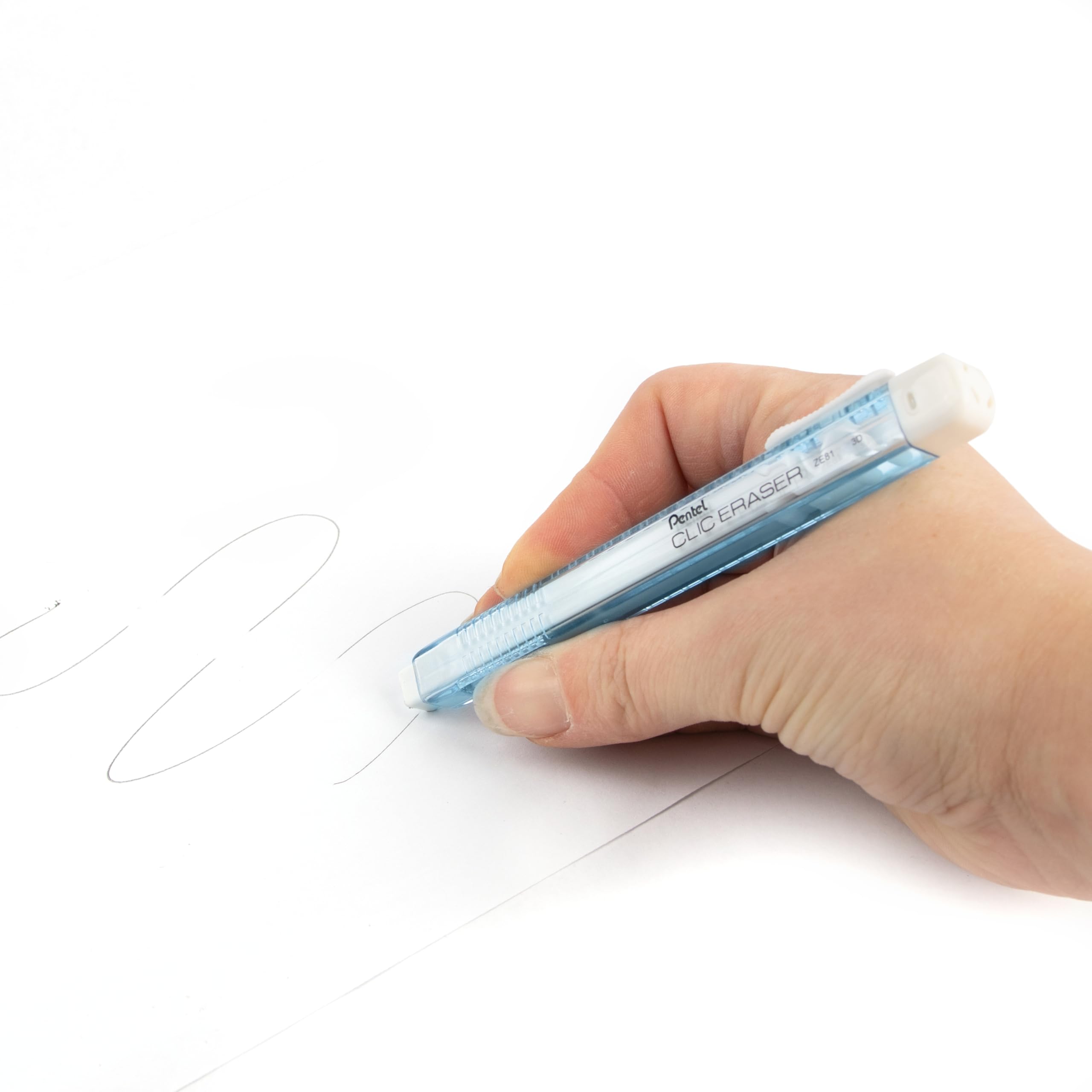 pentel-clic-eraser-ze81-stylo-gomme-rectangulaire-rechargeable-corps-bleu-ciel-t image 5