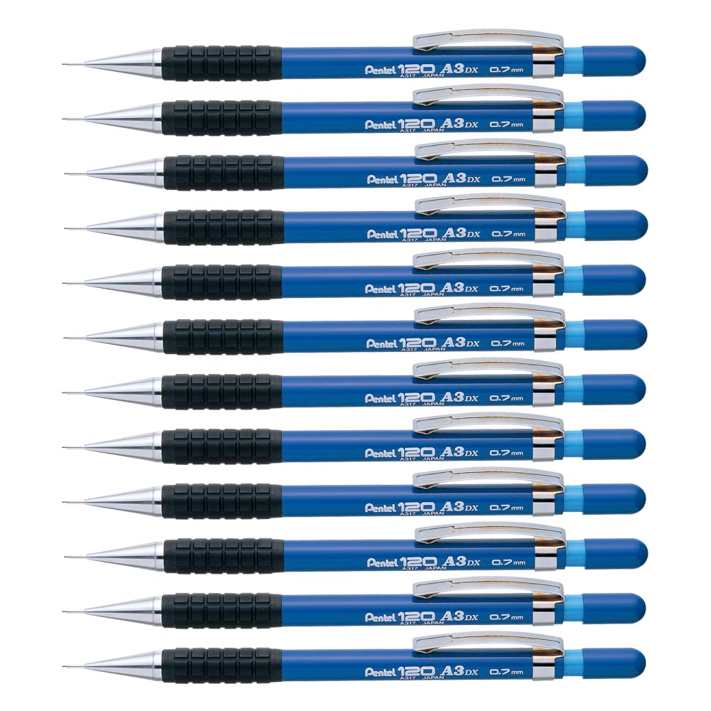 pentel-hi-graph-lot-de-12-porte-mines-0-7-mm-canon-4-mm-bleu image 1