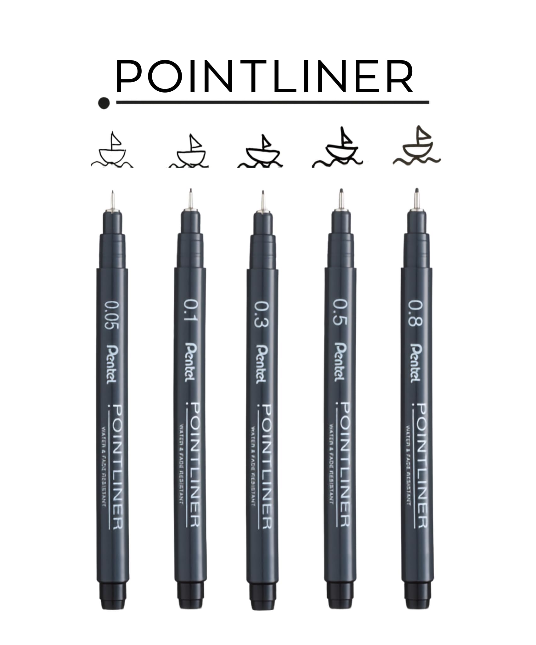 pentel-pointliner-s20p-5-lot-de-5-feutres-fins-noirs-0-05-0-8-mm image 2