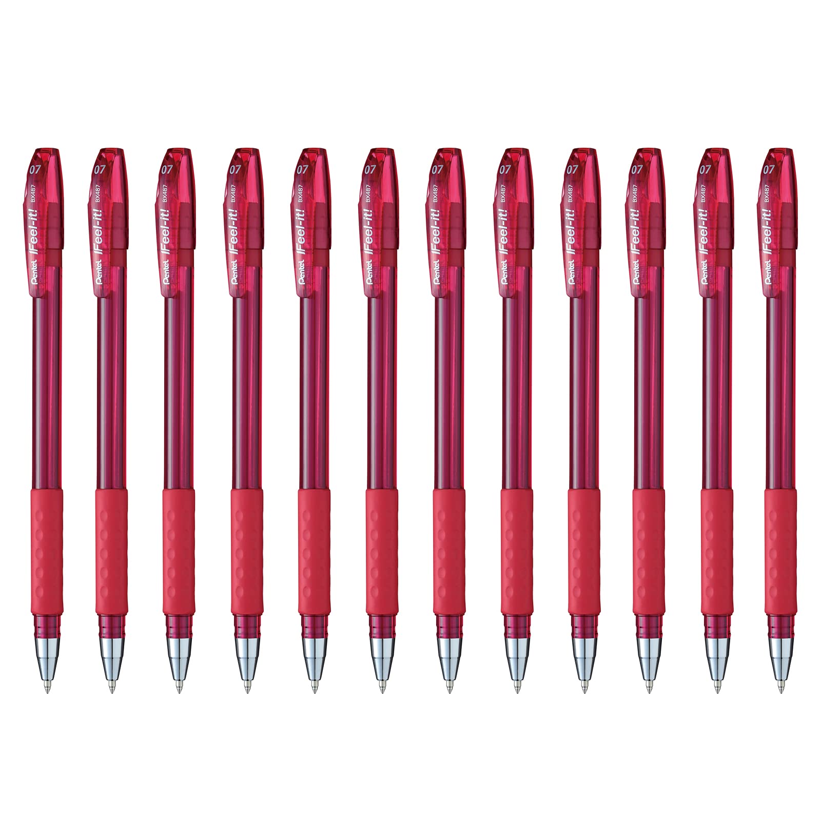 pentel-i-feel-it-bx487-lot-de-12-stylos-bille-0-7-mm-rouge-encre-faible-viscosit image 1