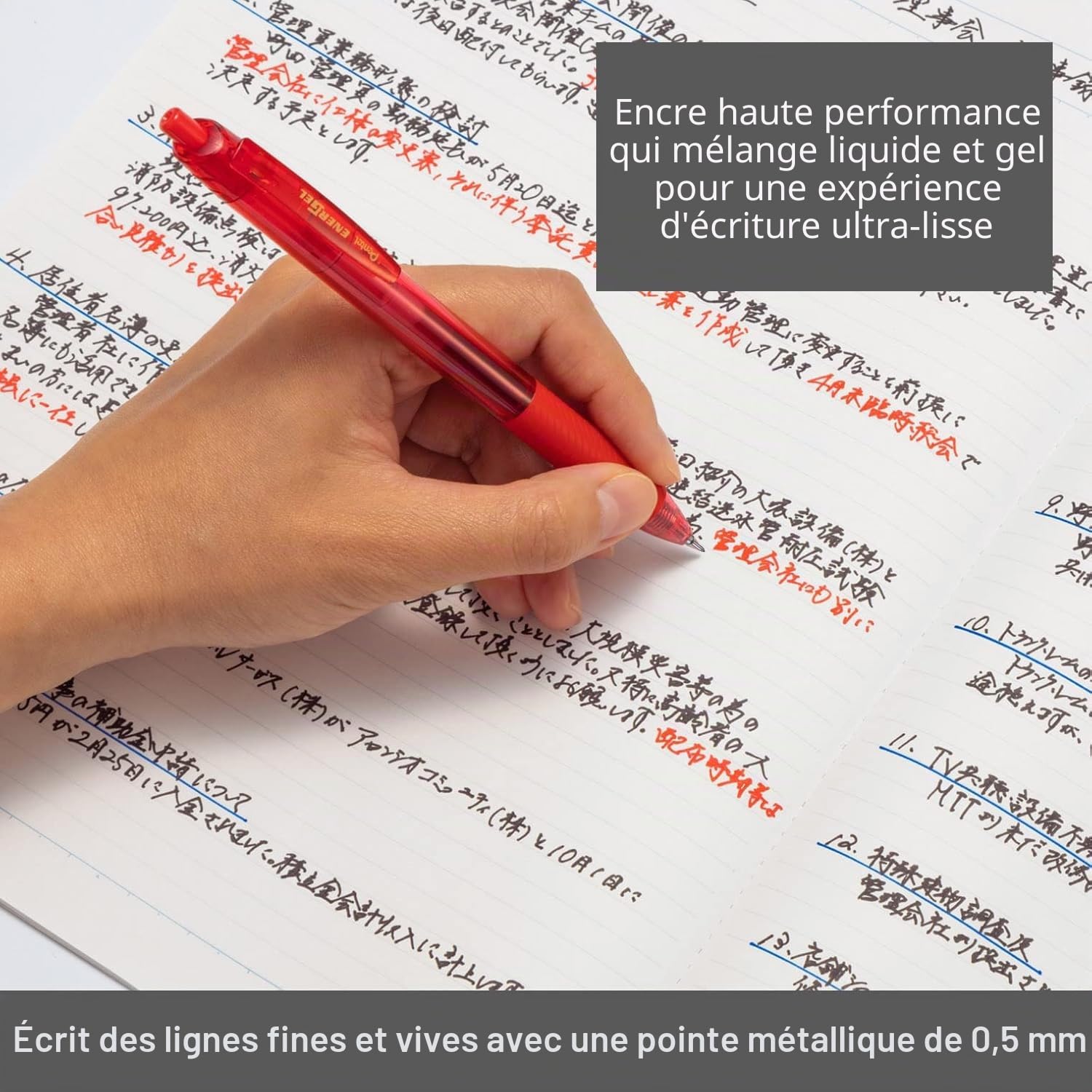 pentel-lrn5-recharges-energel-0-5-mm-rouge-lot-de-12 image 2