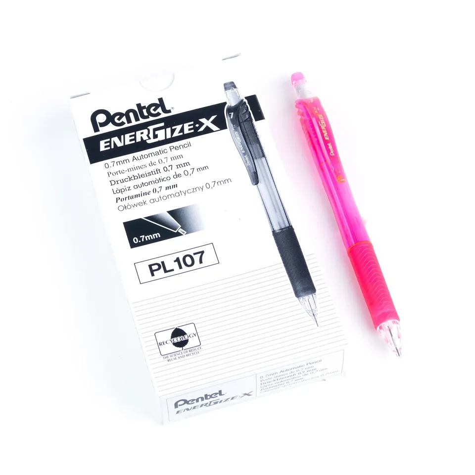pentel-energize-x-pl107-porte-mine-0-7-mm-rose-lot-de-12 image 1