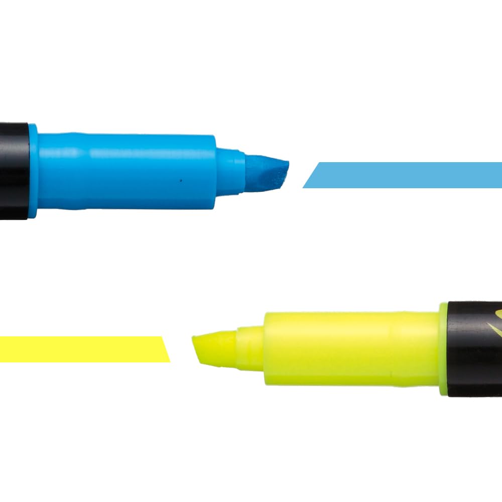 pentel-twin-checker-slw8-lot-de-12-surligneurs-bi-pointe-jaune-et-bleu-encre-flu image 5