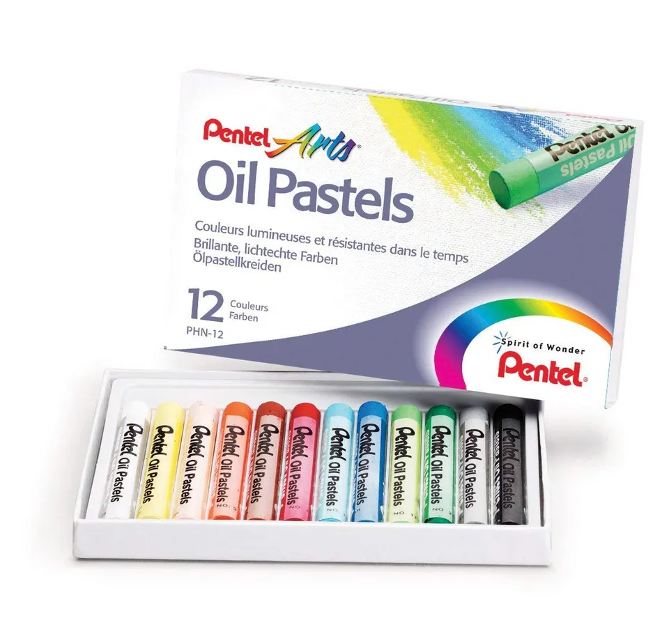 pentel-arts-phn4-12-pastels-l-huile-12-couleurs-assorties image 1