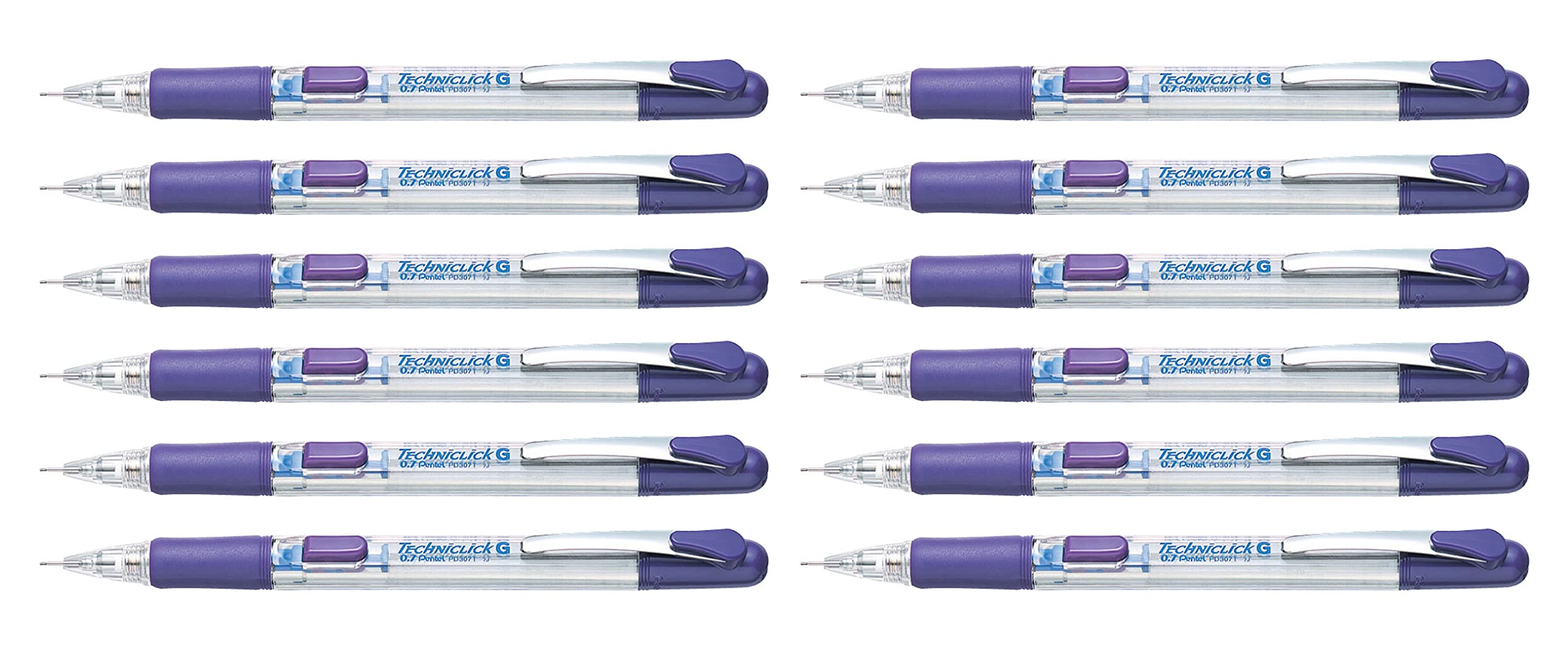 pentel-techniclick-pd307t-v-lot-de-12-porte-mines-0-7-mm-violets-bouton-lat-ral image 1