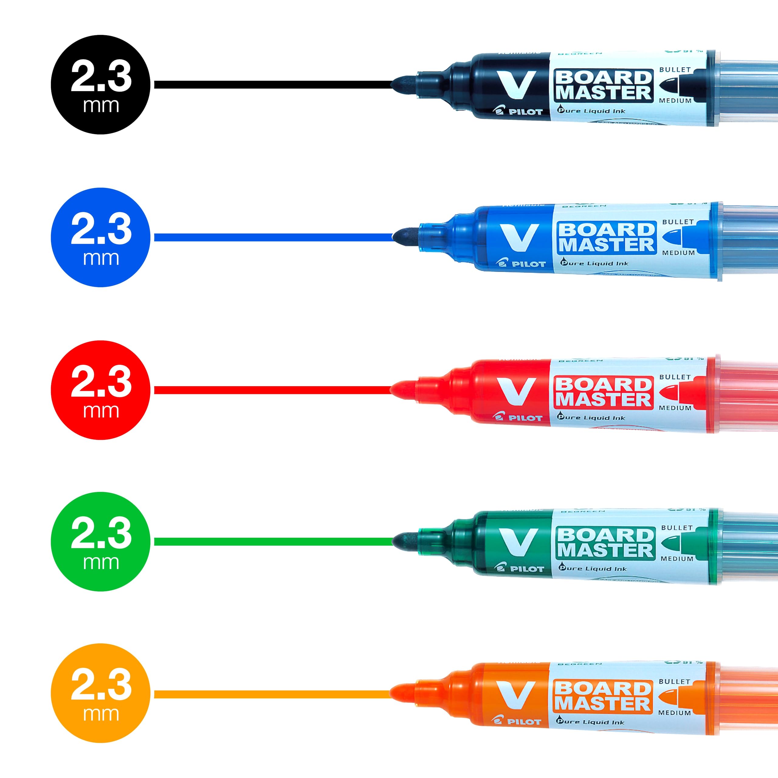 pilot-v-board-master-marqueur-tableau-blanc-rechargeable-pochette-de-5-assortis image 3