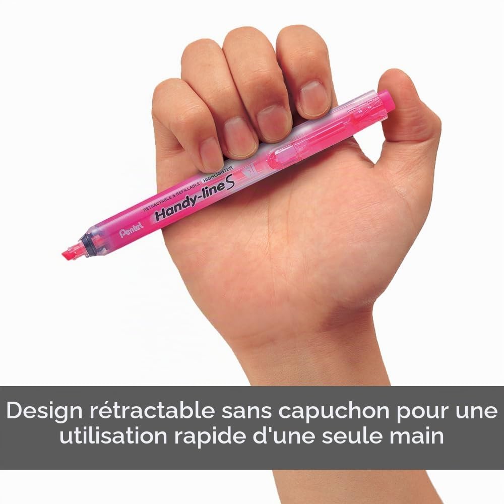pentel-handy-line-s-surligneur-r-tractable-rechargeable-jaune image 2
