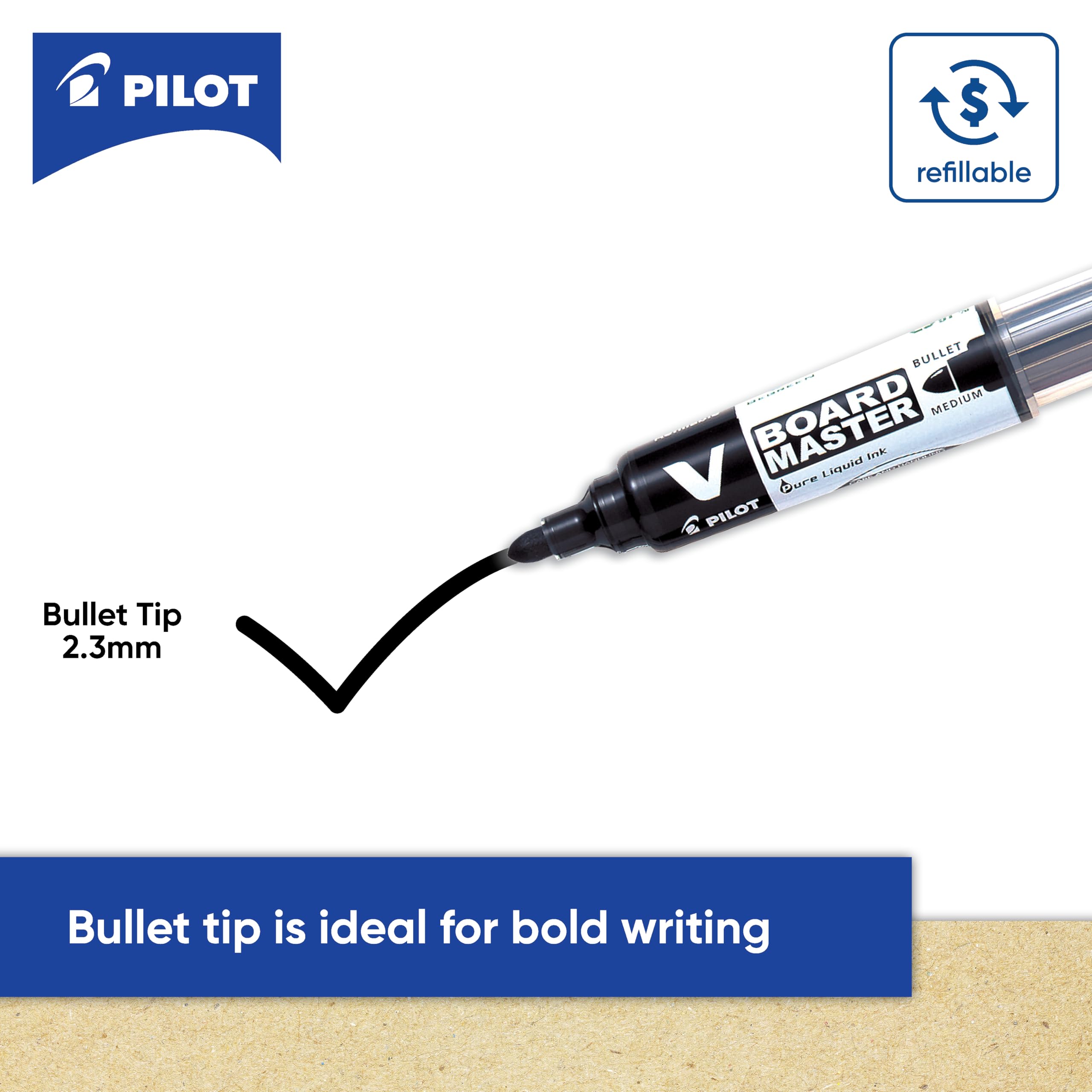 pilot-v-board-master-marqueur-tableau-blanc-rechargeable-pochette-de-5-assortis image 4