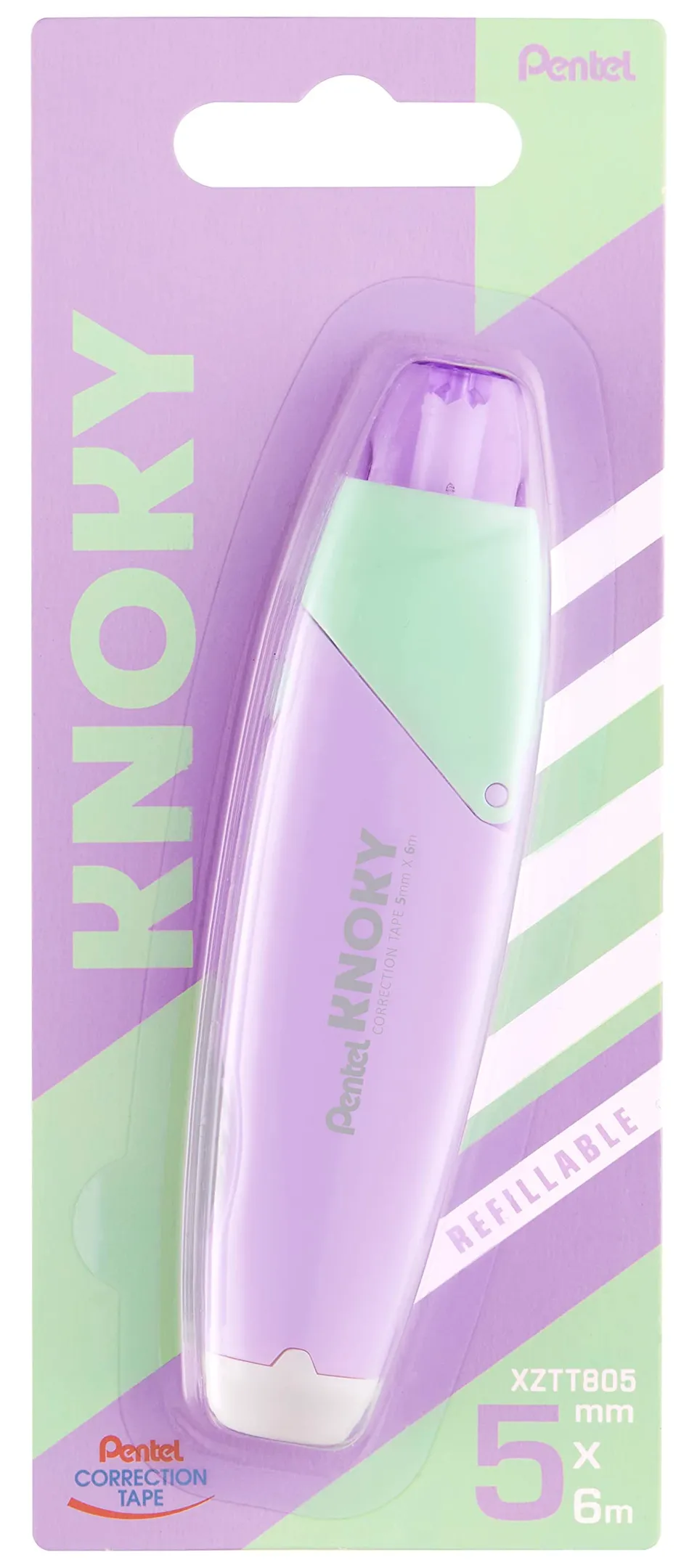 pentel-knoky-xztt805-ruban-correcteur-r-tractable-rechargeable-5-mm-x-6-m-violet image 1