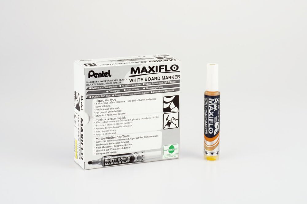 pentel-maxiflo-mwl6-lot-de-12-marqueurs-effa-ables-sec-pour-tableaux-blancs-poin image 2
