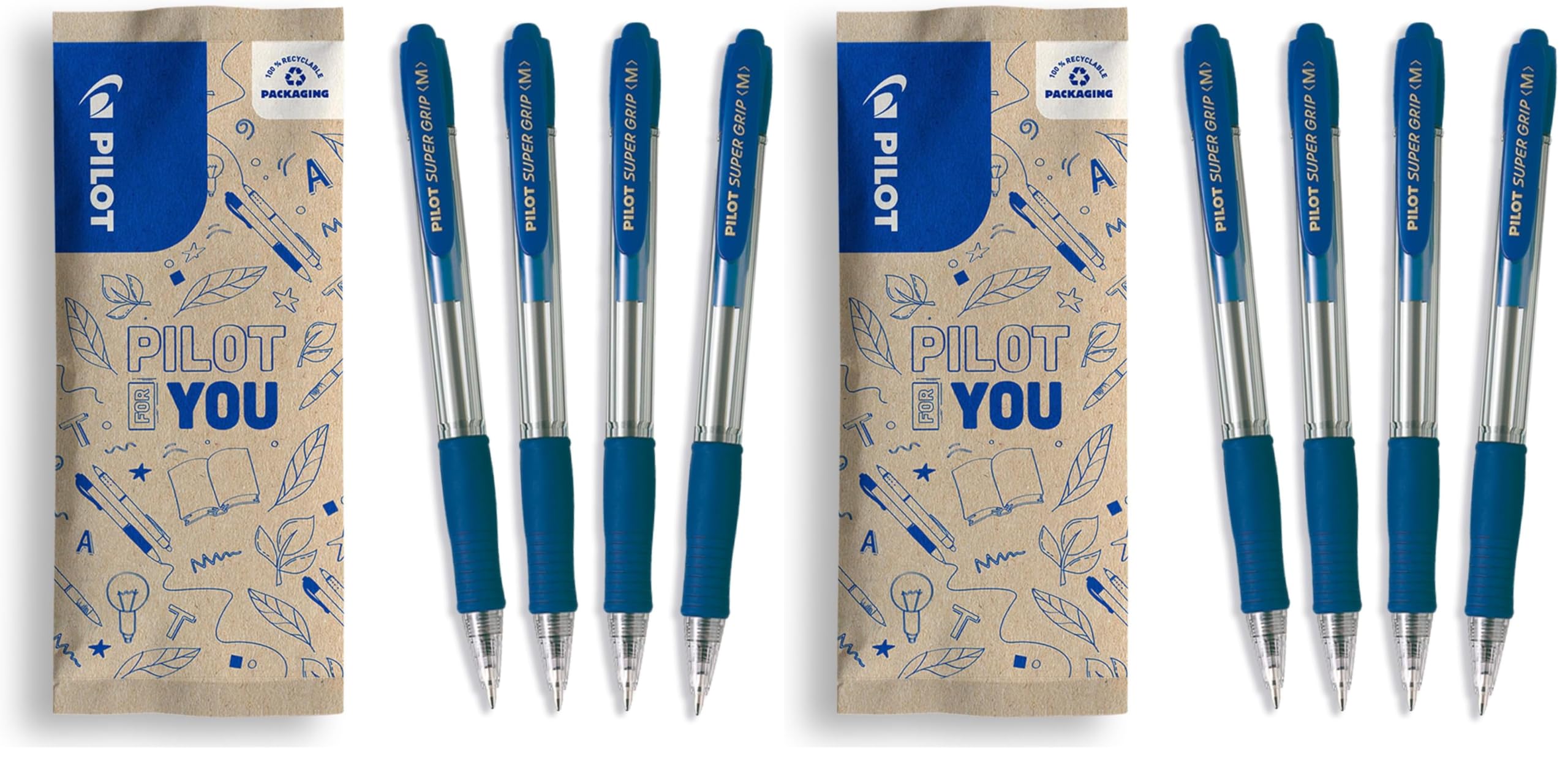 pilot-super-grip-stylo-bille-r-tractable-bleu-pointe-moyenne-1-mm-lot-de-4 image 8