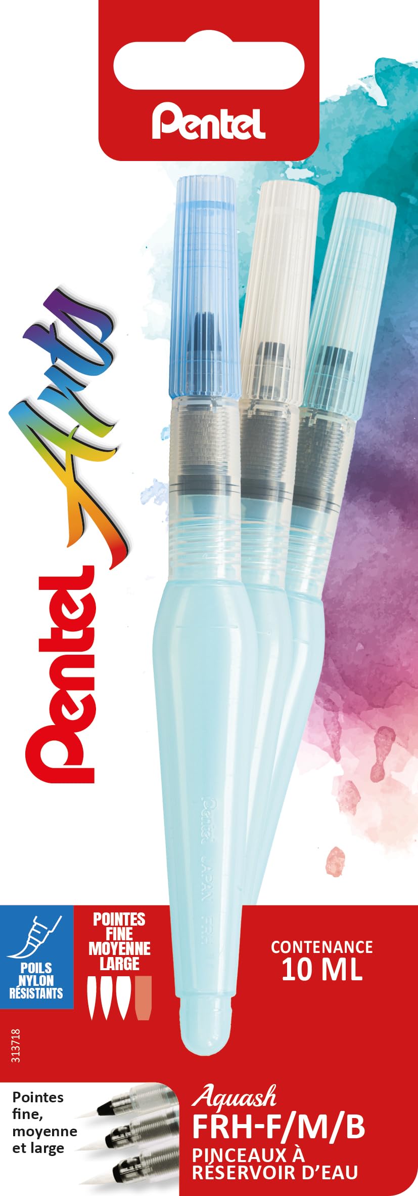 pentel-aquash-brush-frh-pinceau-r-servoir-d-eau-10-ml-lot-de-3-fin-moyen-large image 2