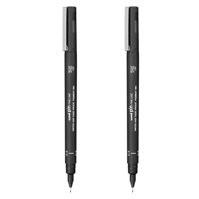 uni-ball-uni-pin-stylo-dessin-technique-pointe-fine-0-3-mm-noir-lot-de-2 image 1