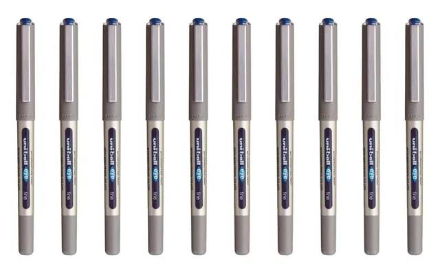 uni-ball-eye-fine-ub-157-stylo-roller-encre-liquide-bleue-lot-de-10-pointe-0-7-m image 1