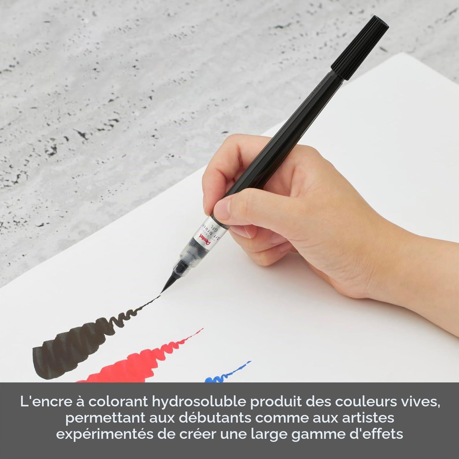 pentel-xgfl-color-brush-pinceau-rechargeable-encre-aquarellable-noir-xgfl-101x image 2