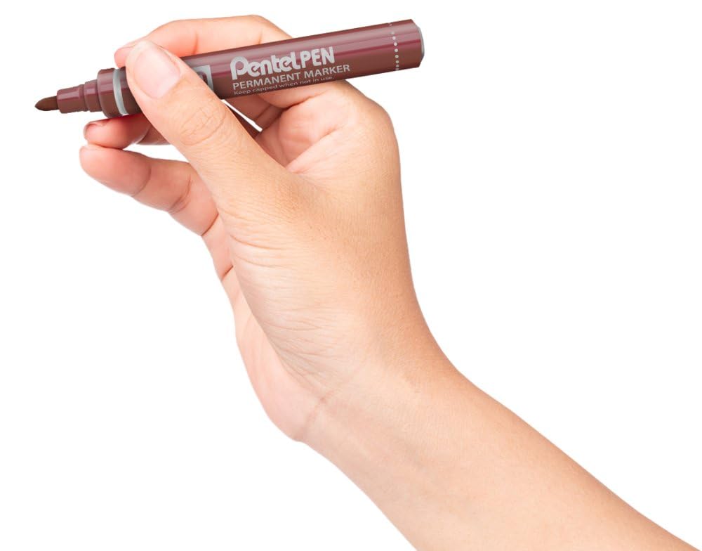 pentel-pen-n50-lot-de-12-marqueurs-permanents-pointe-moyenne-marron image 2