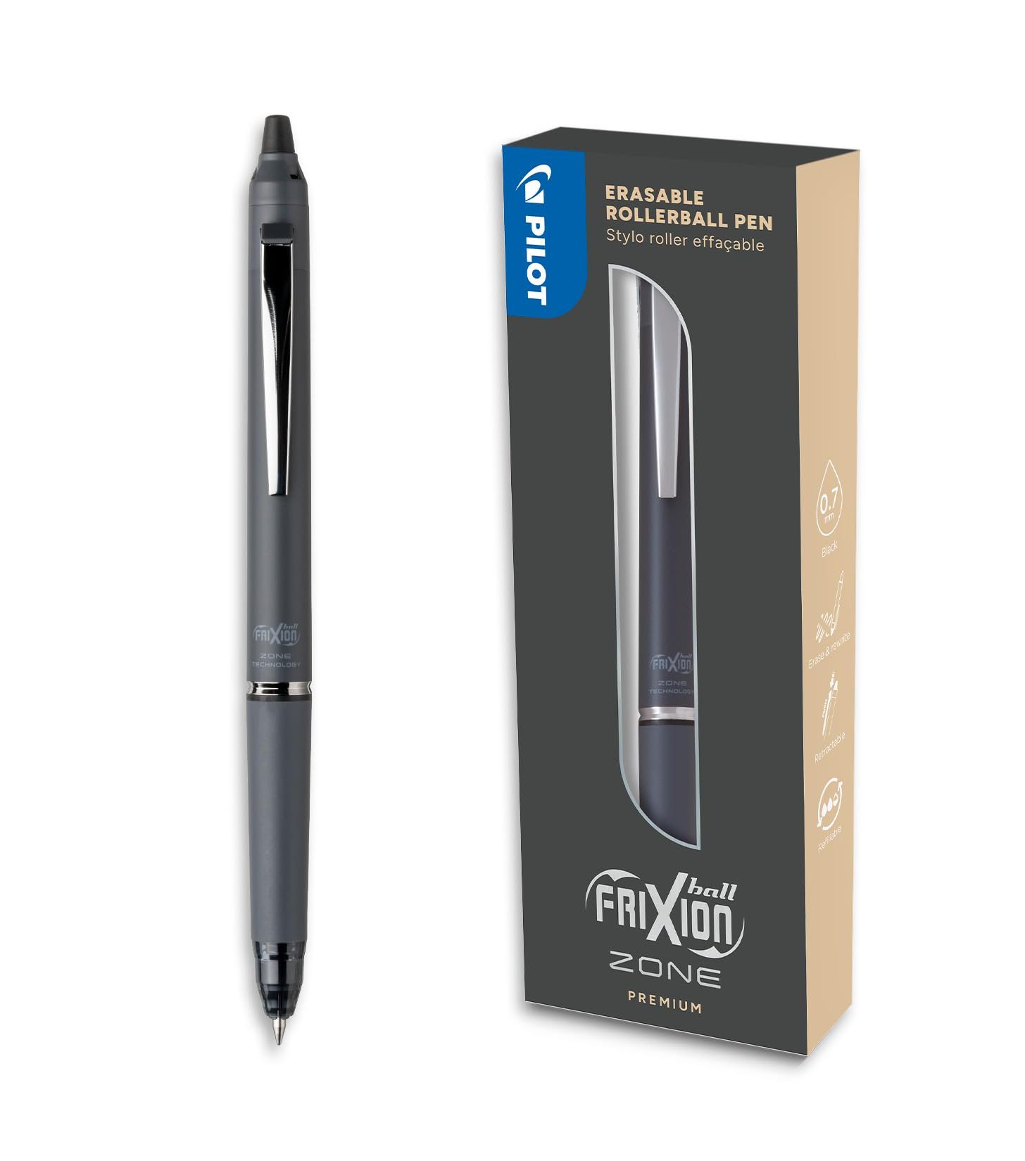 pilot-frixion-ball-zone-gris-roller-effa-able-premium-r-tractable-en-coffret-cad image 1