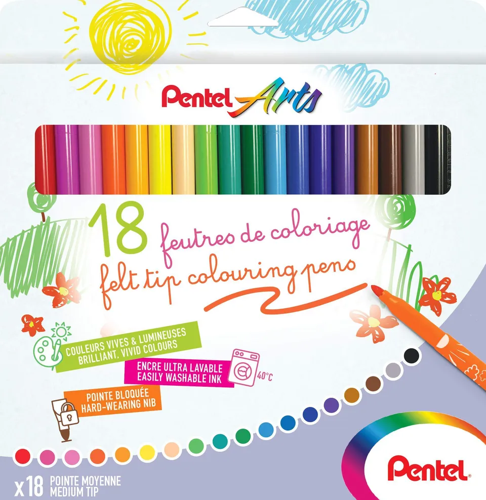 pentel-arts-scs2e-18-feutre-de-coloriage-pointe-moyenne-pack-18-couleurs image 1