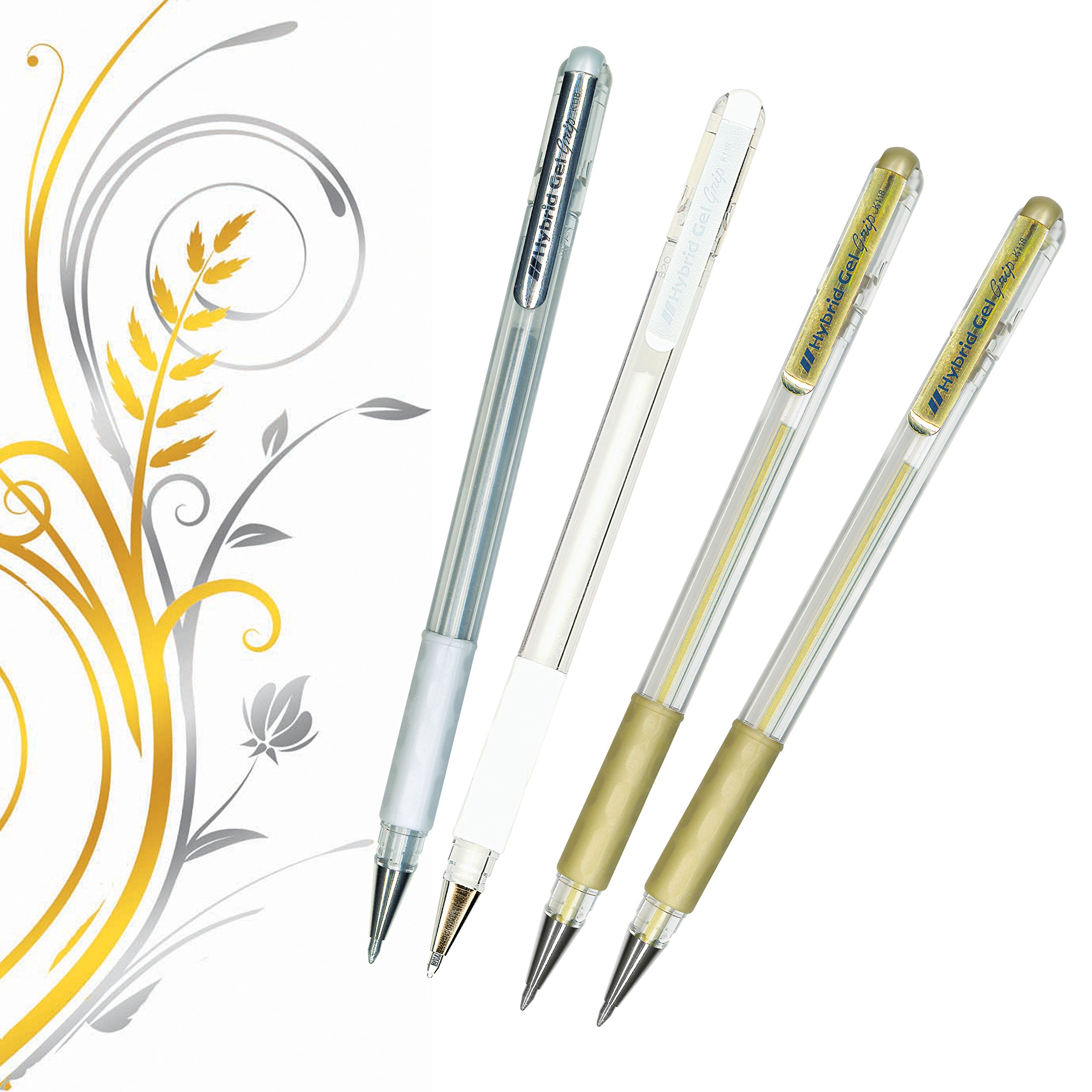 pentel-hybrid-gel-grip-k118-4-festif-roller-gel-m-tallis-0-8-mm-pochette-de-4 image 3